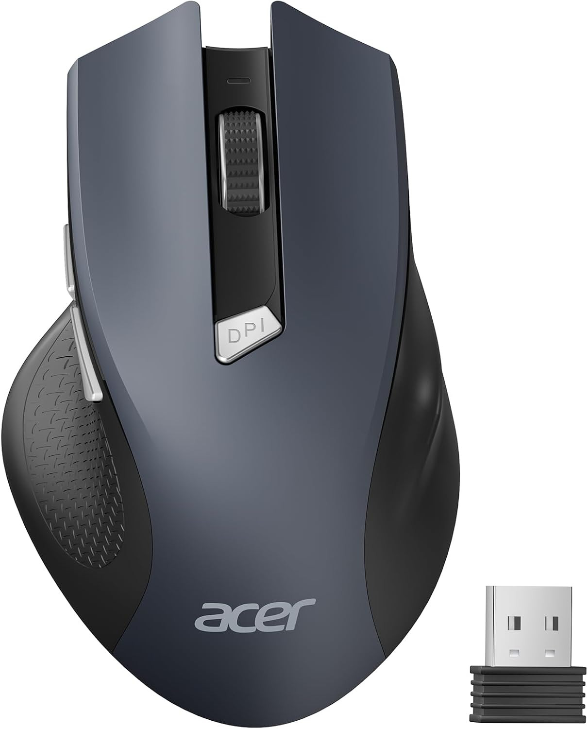 acer Ratón Inalámbrico Ergonómico, 2,4 GHz Wireless Mouse con 3 dpi Niveles Ajustables, Mouse Inalámbrico Ópticode 6 Botones, Funciona con Pilas para.