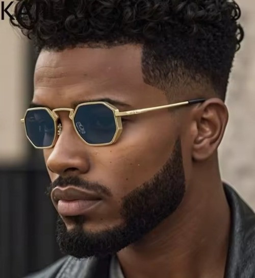 Gafas de sol hexagonales Steampunk con montura pequeña para hombre, marca de lujo 2025, gafas Punk Vintage, gafas de sol poligonales clásicas de Metal para hombre UV400