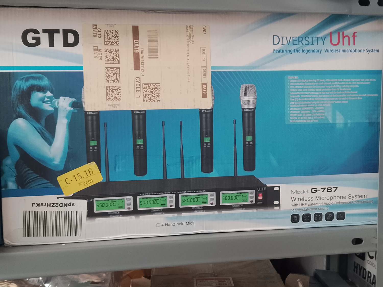 G-787H GTD Audio 4x800 canales UHF Diversidad Micrófono inalámbrico